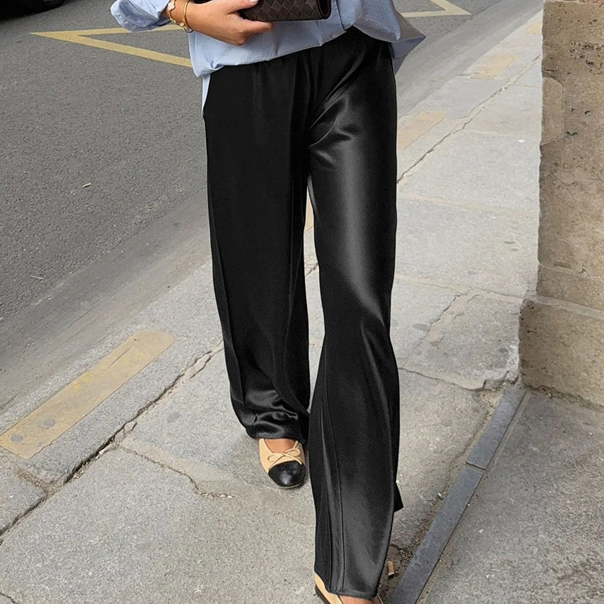 Brie satin flare-byxor