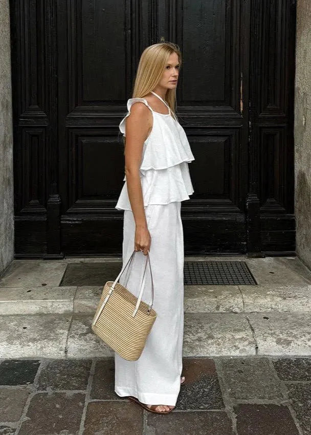 Mara Flowy volang-top och byxdress-set