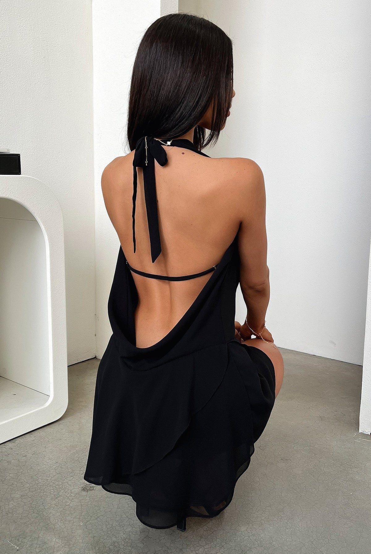 ZEYA - Aiza Draped Deep Neck Mini Dress
