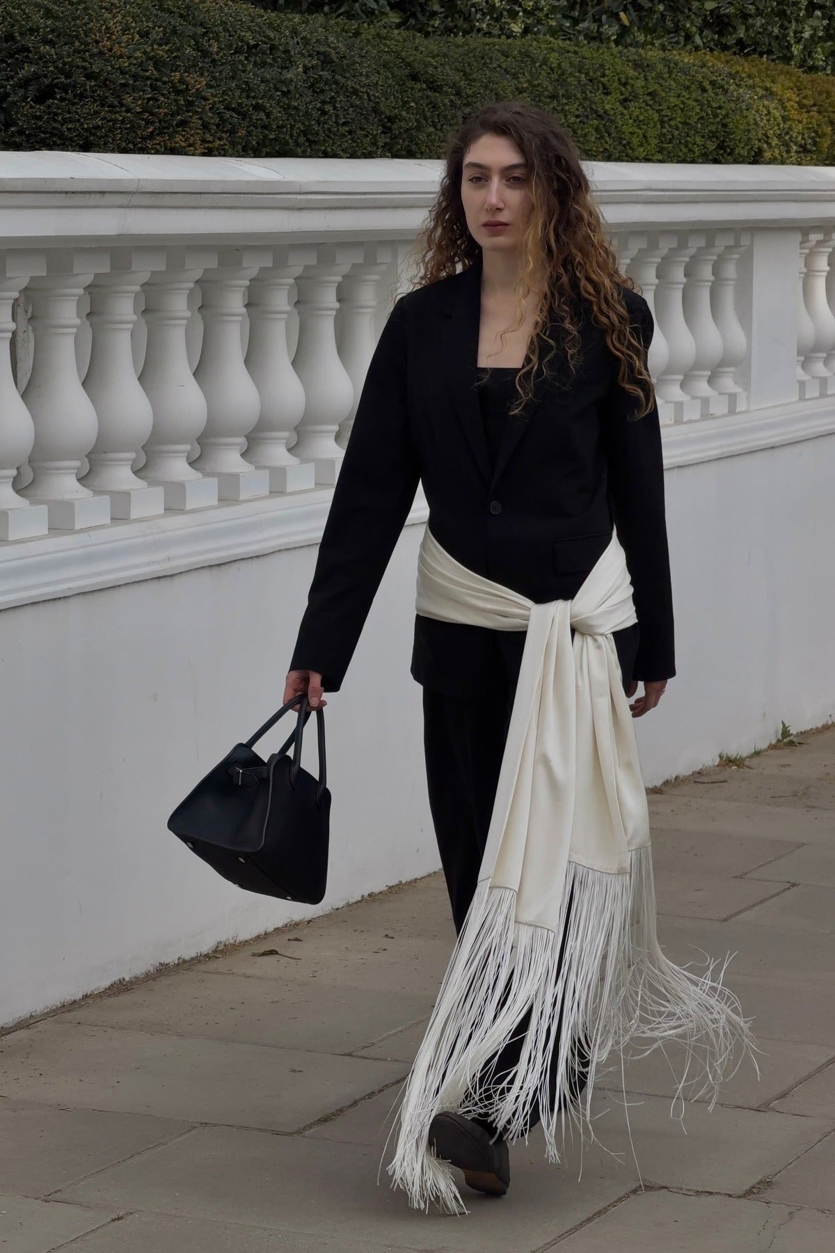 ZEYA - Amelie Fringe Tassel Satin Scarf Belt