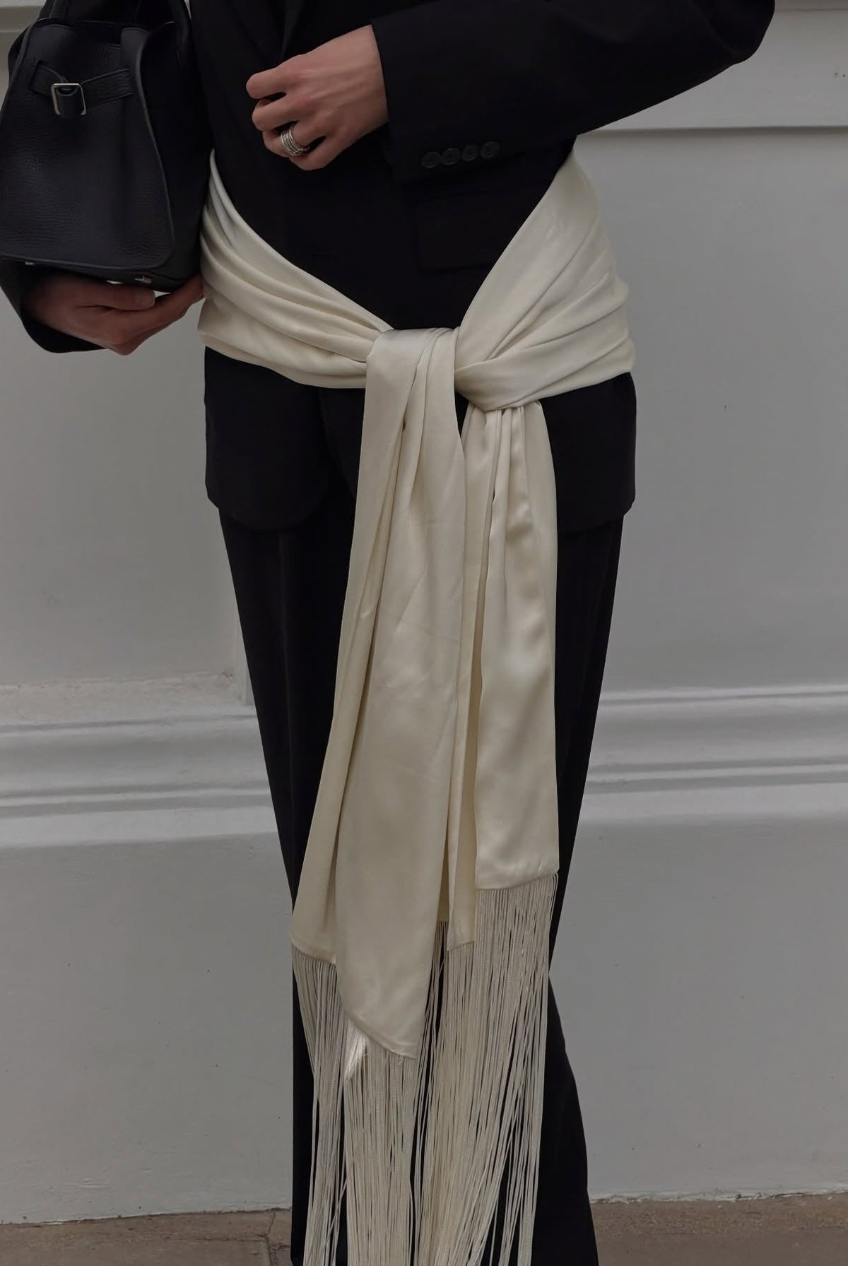 ZEYA - Amelie Fringe Tassel Satin Scarf Belt