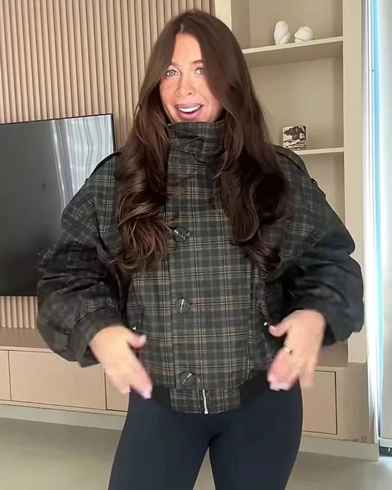 ZEYA - Amy Vintage Plaid Bomber Jacket