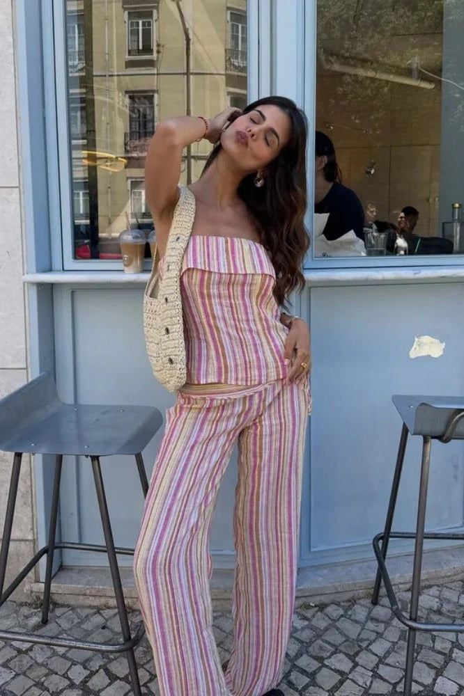 ZEYA - Angela Low-Rise Striped Trousers