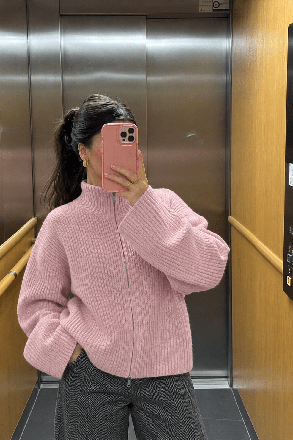 ZEYA - Angela Oversized Ribbed Zip-Up Sweater