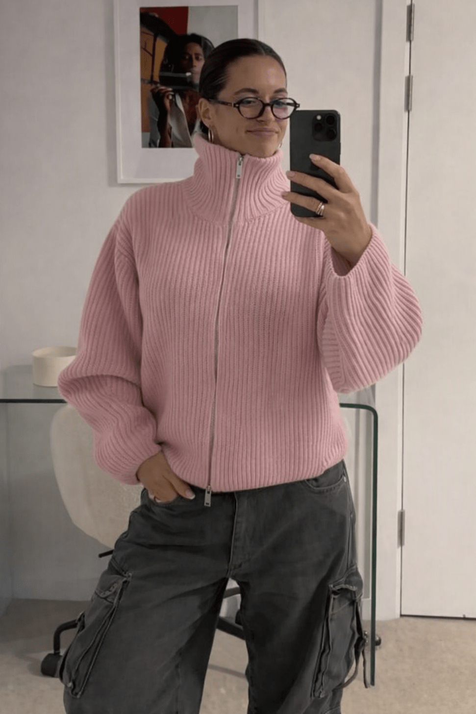 ZEYA - Angela Oversized Ribbed Zip-Up Sweater