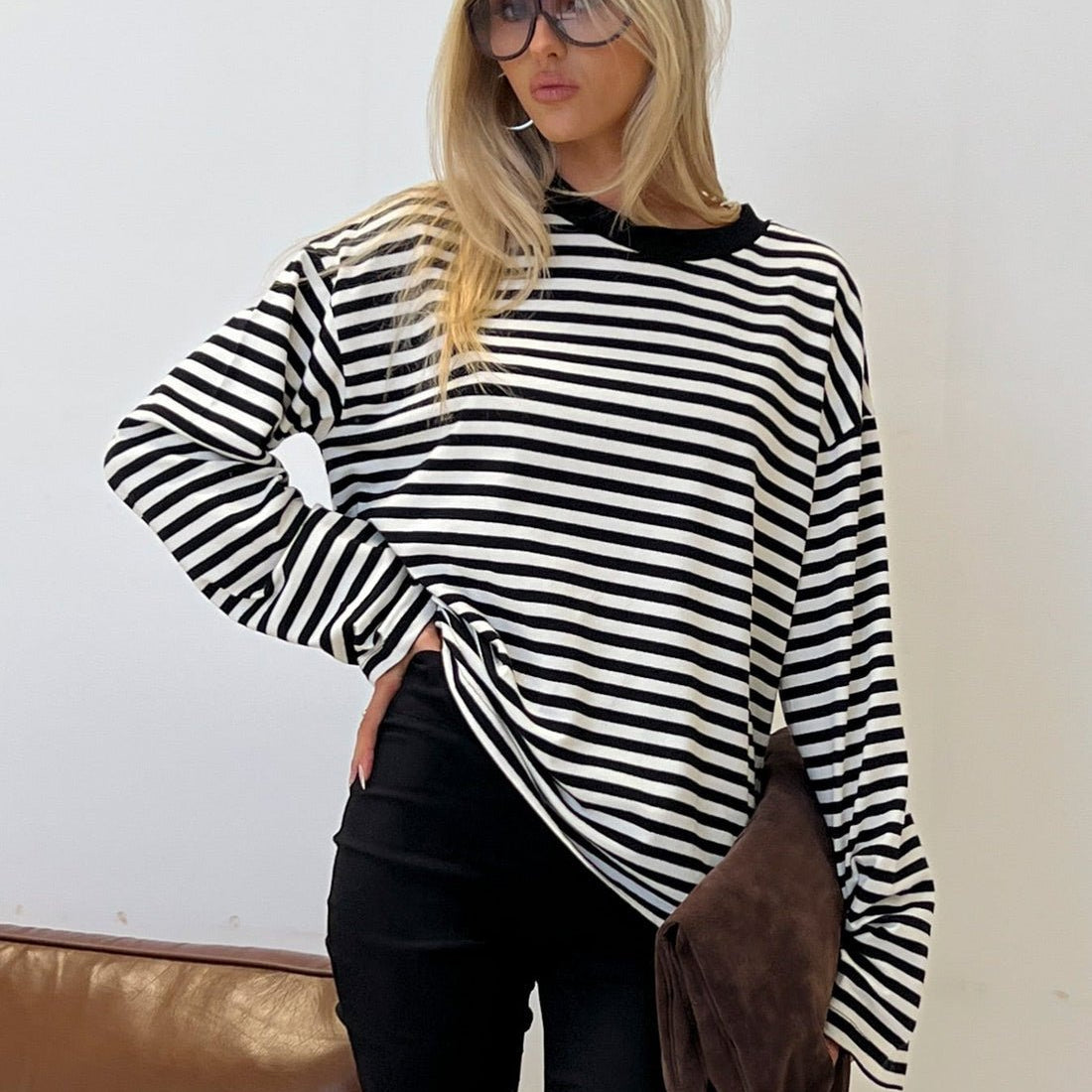 ZEYA - Angela Striped Oversized Knit Sweater