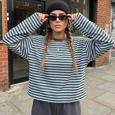 ZEYA - Angela Striped Oversized Knit Sweater