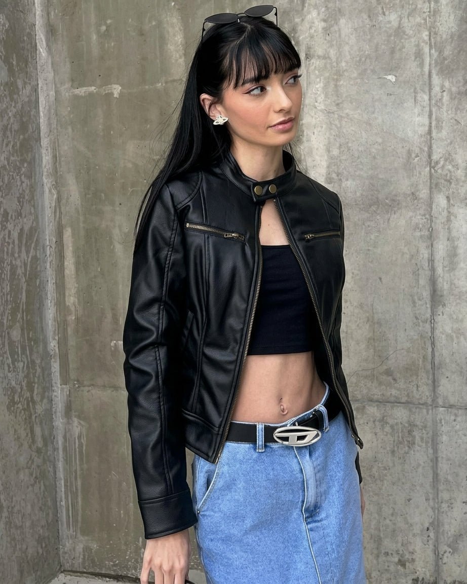 ZEYA - Anne Faux Leather Moto Jacket
