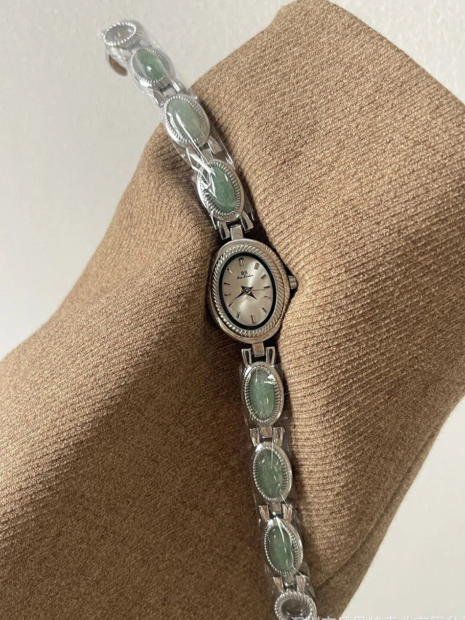 ZEYA - Aubrette Women's Watch - Luxury Jade Bracelet Quartz Timepiece, Elegant Gold Design