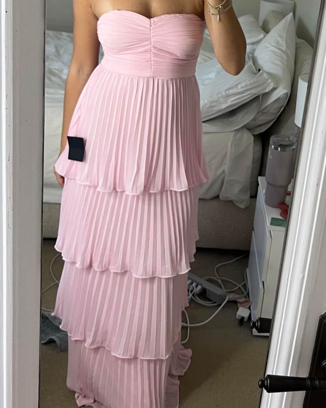 ZEYA - Beatrice Strapless Pleated Tiered Maxi Dress
