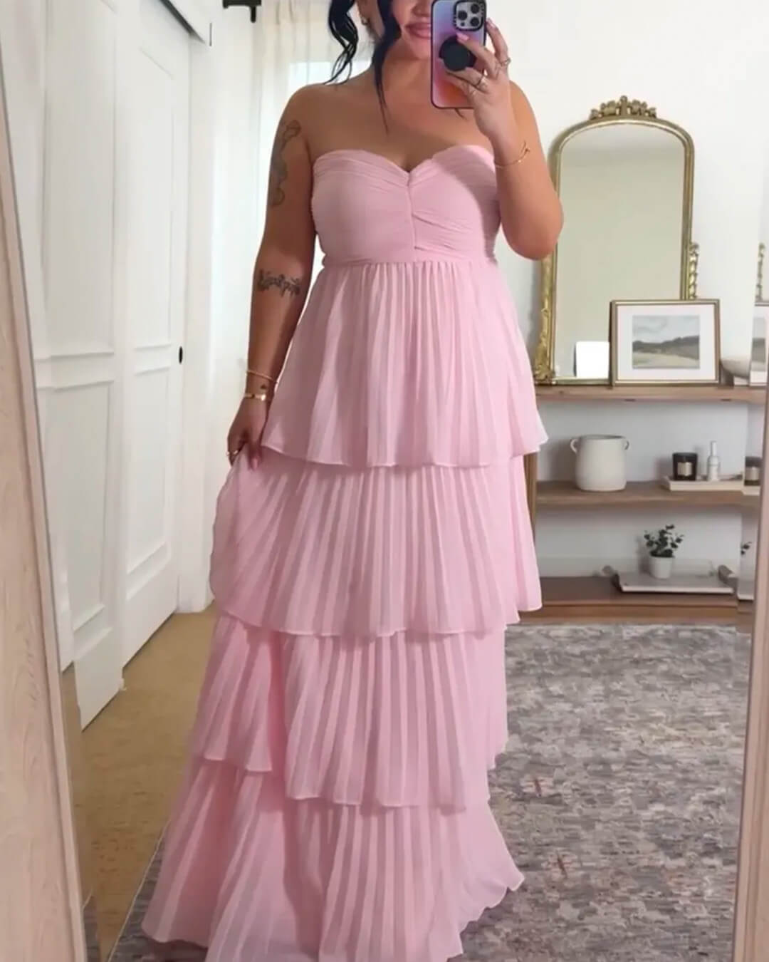 ZEYA - Beatrice Strapless Pleated Tiered Maxi Dress