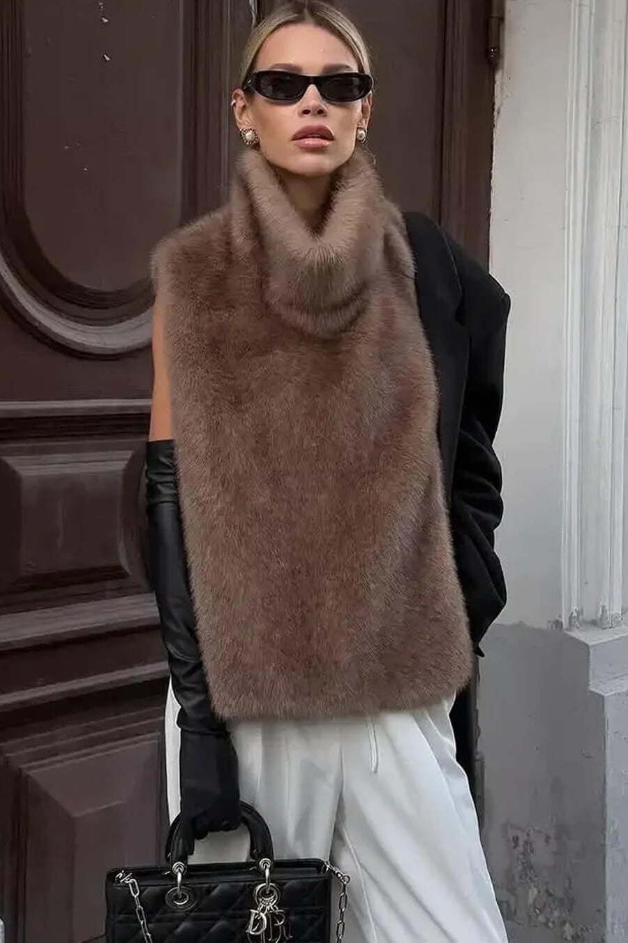 ZEYA - Carina Faux Fur Turtleneck Vest