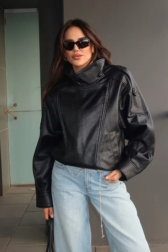 ZEYA - Dina Asymmetrical Leather Jacket