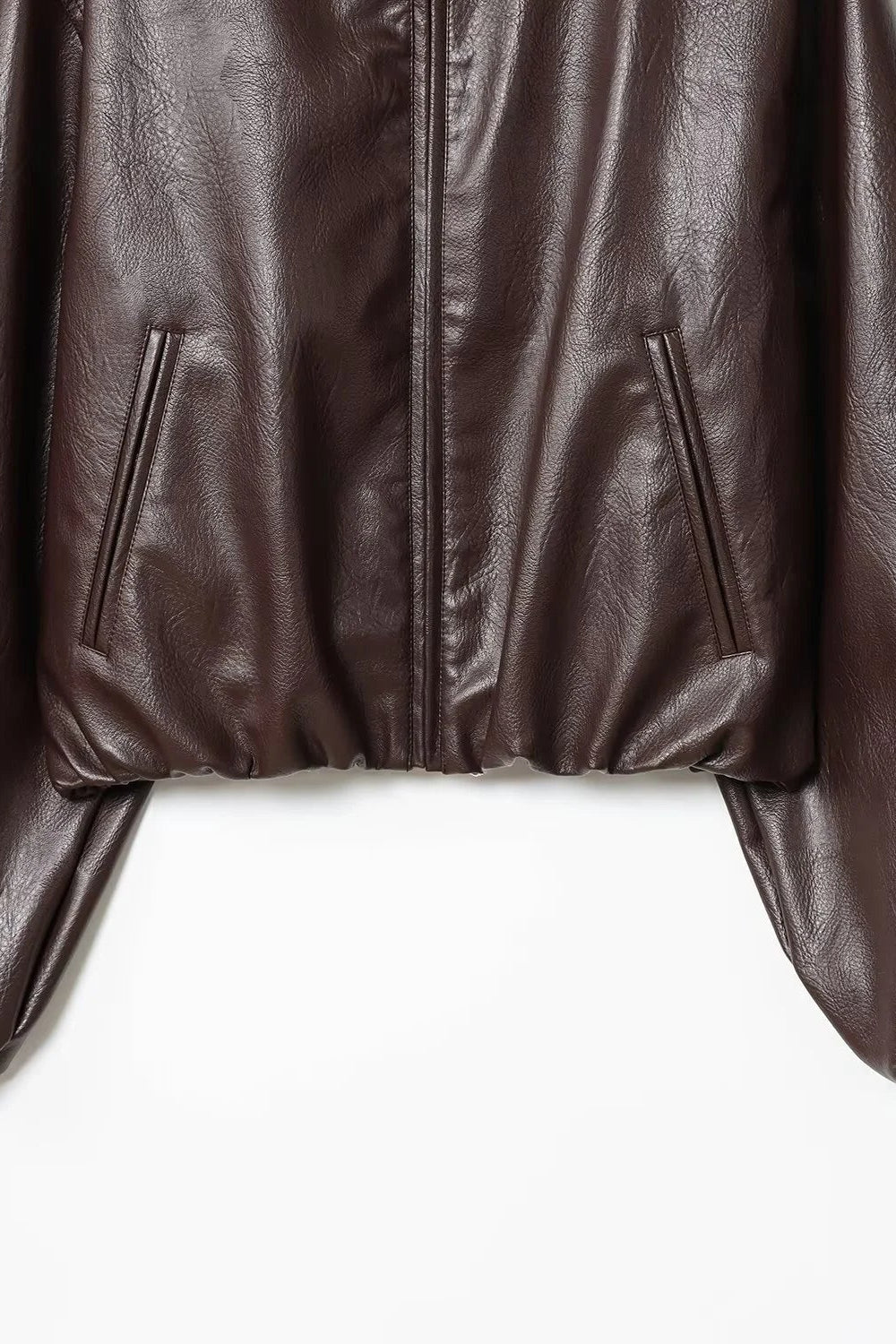 ZEYA - Elisabeta Zip Up Faux Leather Jacket