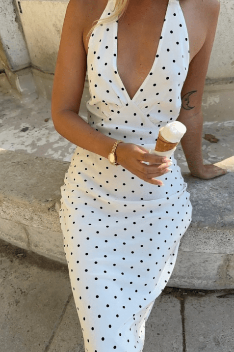 ZEYA - Elizabeth Polka Dot Halter Midi Dress