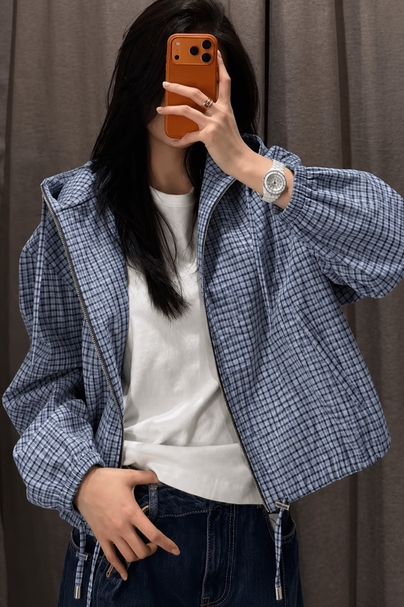 ZEYA - Ellie Plaid Cropped Hooded Jacket