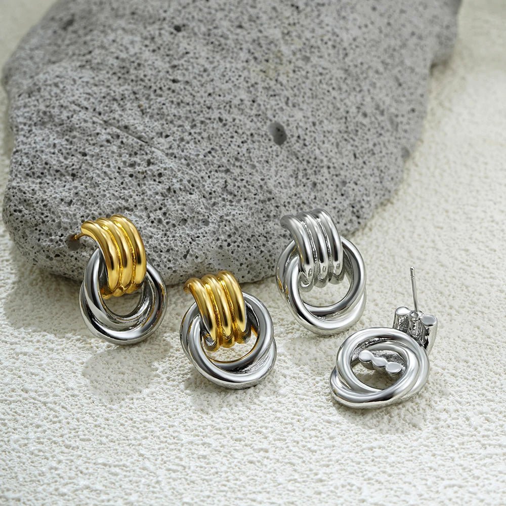 ZEYA - Emily Earrings - 18K Gold Plated Multilayer Circle Drop Earrings for Women