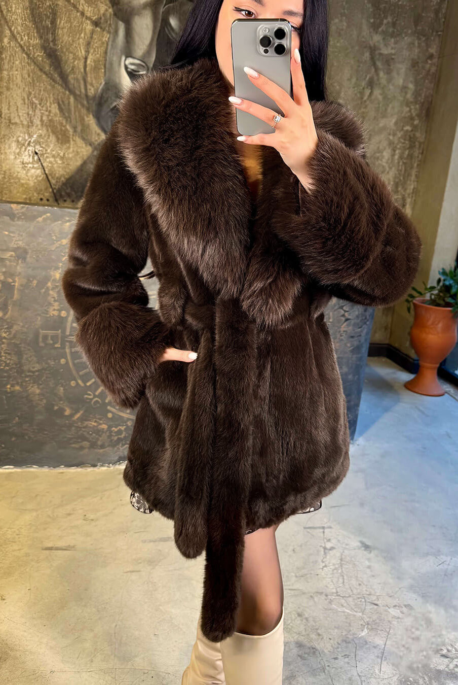 ZEYA - Eva Belted Faux Fur Coat