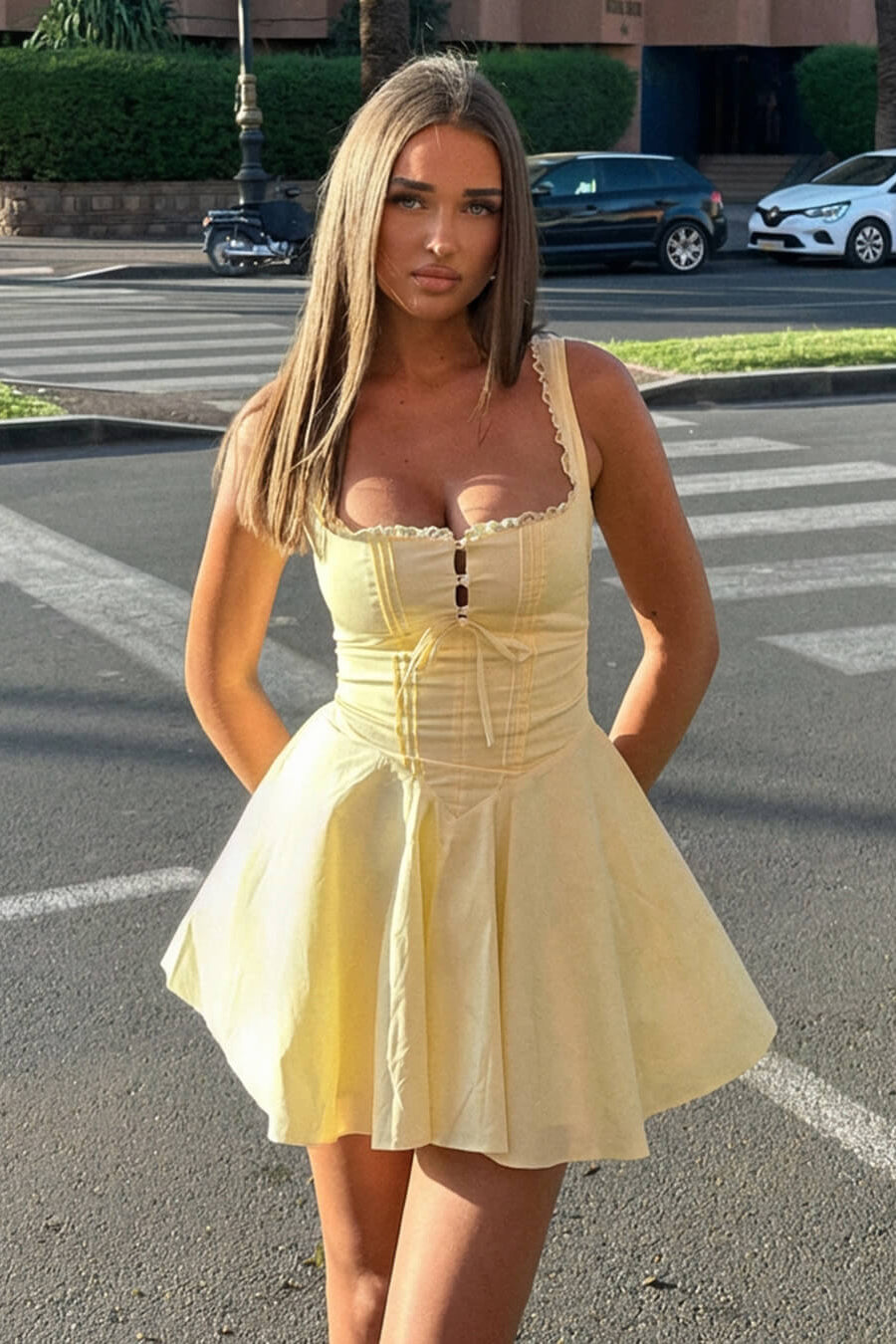 ZEYA - Evelyn Lace-Up Back Mini Dress