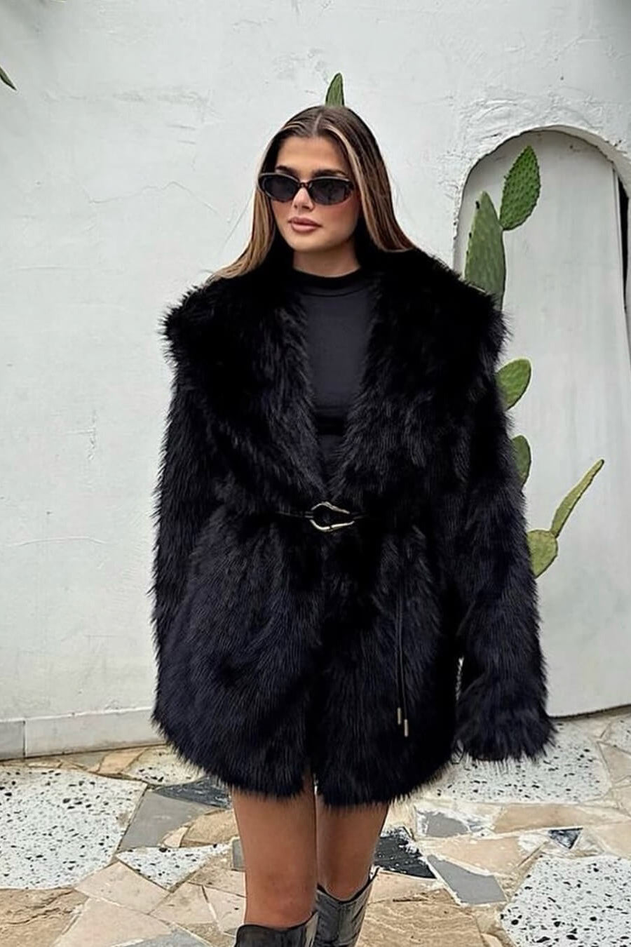 ZEYA - Feliz Faux Fur Coat with Belt
