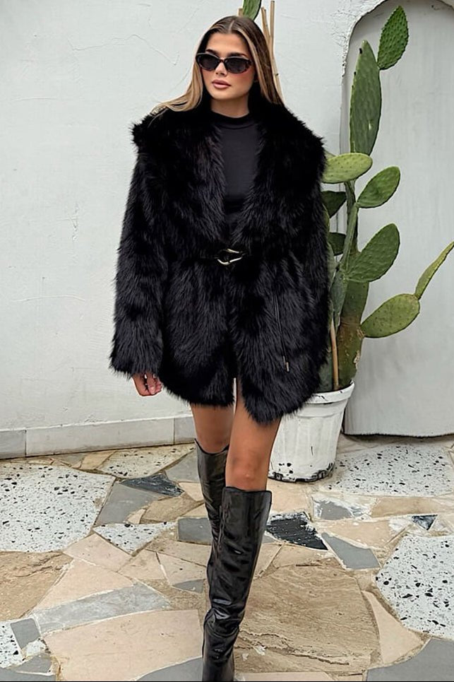 ZEYA - Feliz Faux Fur Coat with Belt