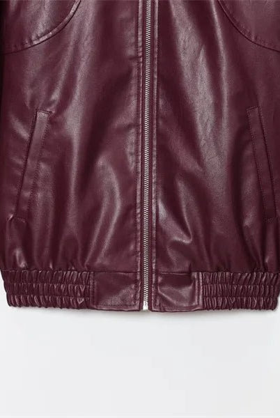 ZEYA - Florence Faux Leather Bomber Jacket
