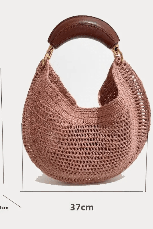 ZEYA - Geneva Crescent Woven Leather Bag