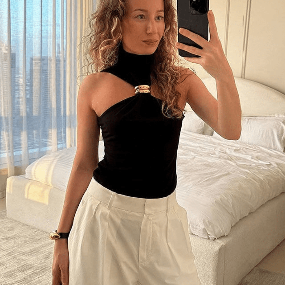ZEYA - Gertrude Gold Accent Halter Top