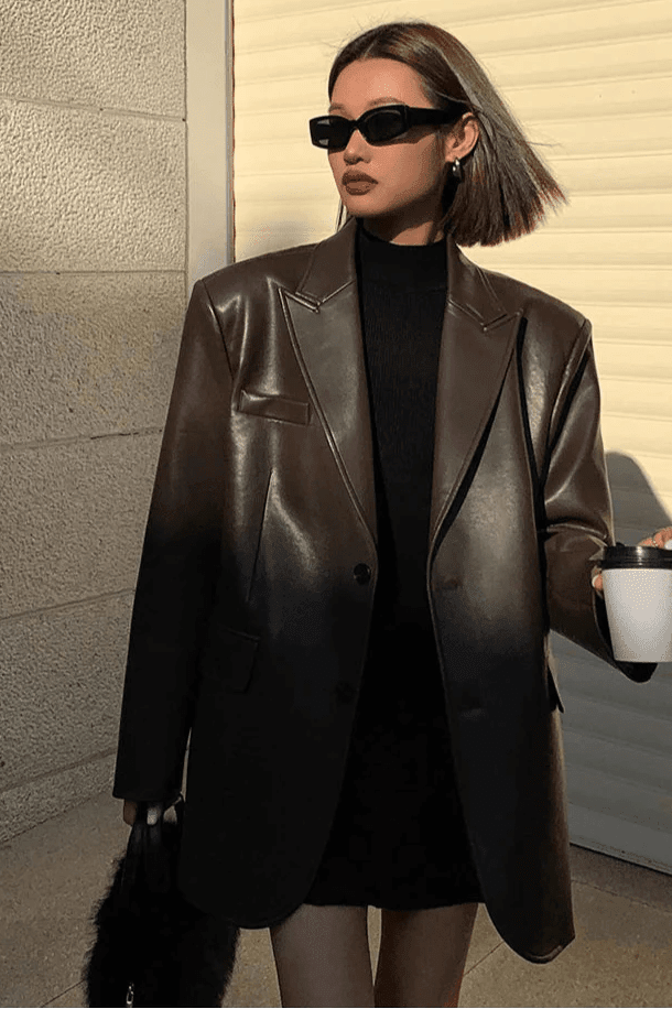 ZEYA - Glaiza Oversized Vegan Leather Blazer
