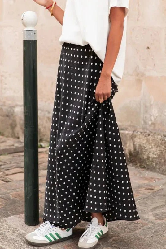 ZEYA - Halia Polka Dot Satin Maxi Skirt