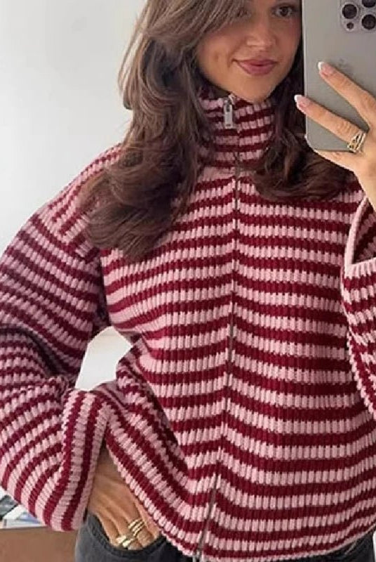 ZEYA - Hanna High Neck Zip-Up Cardigan