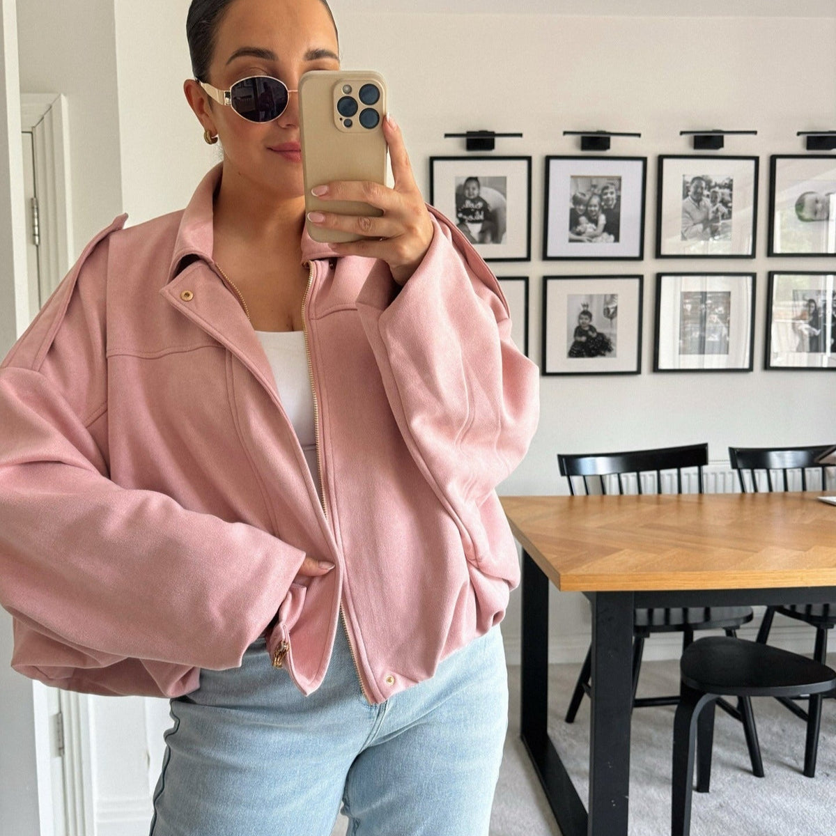 ZEYA - Helen Faux Suede Bomber Jacket