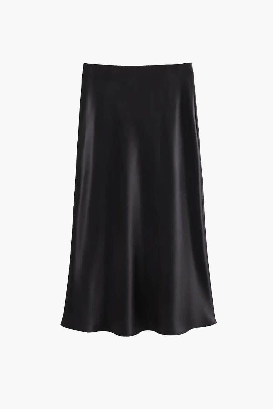 ZEYA - Hilde High Waist Black Satin Midi Skirt