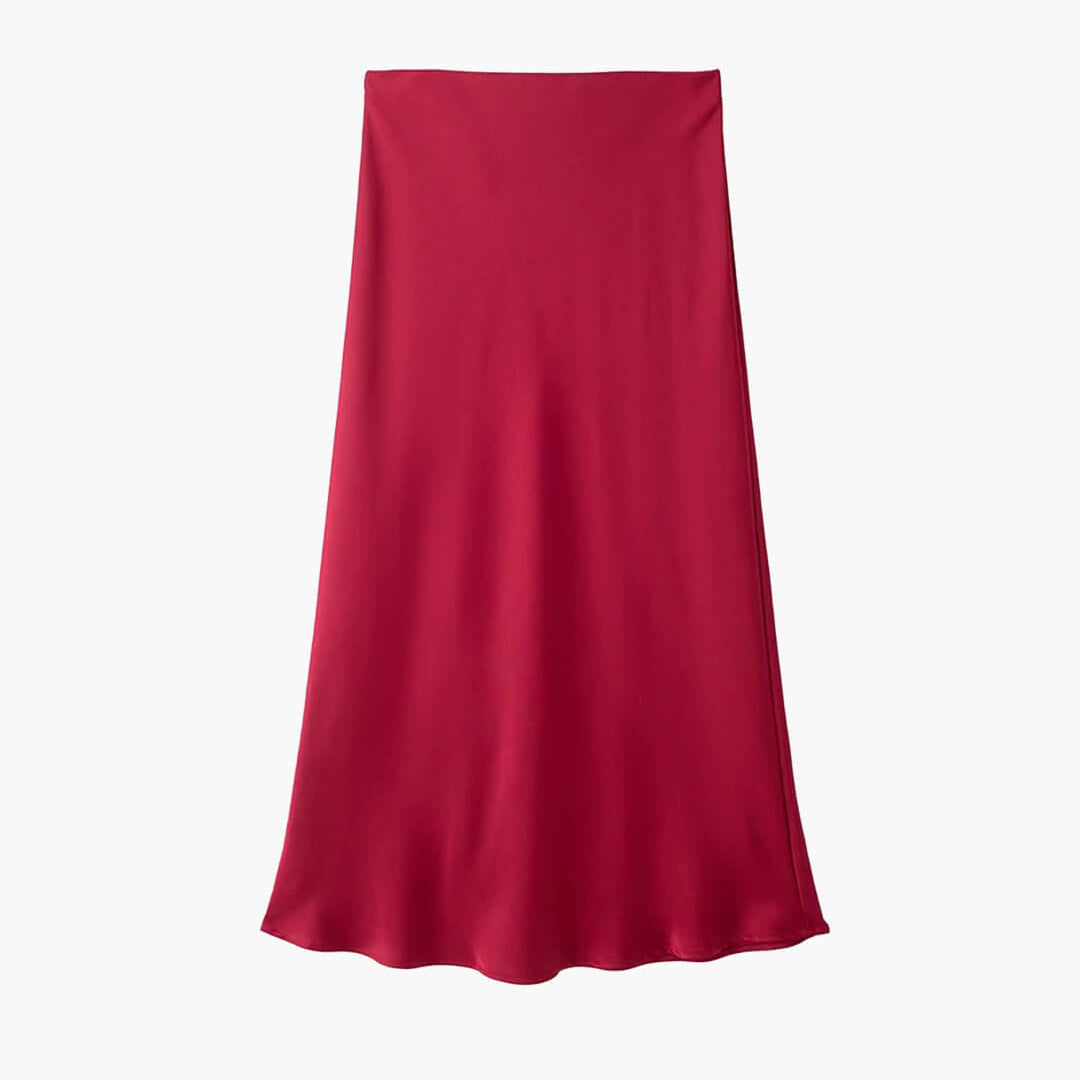 ZEYA - Hilde High Waist Black Satin Midi Skirt