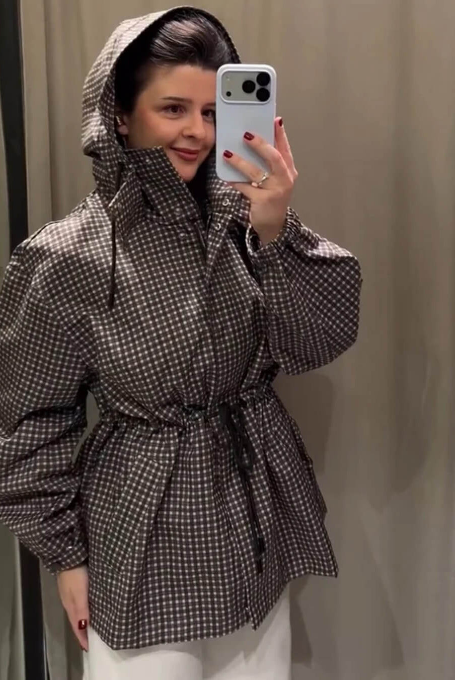 ZEYA - Jenny Plaid Hooded Windbreaker Jacket