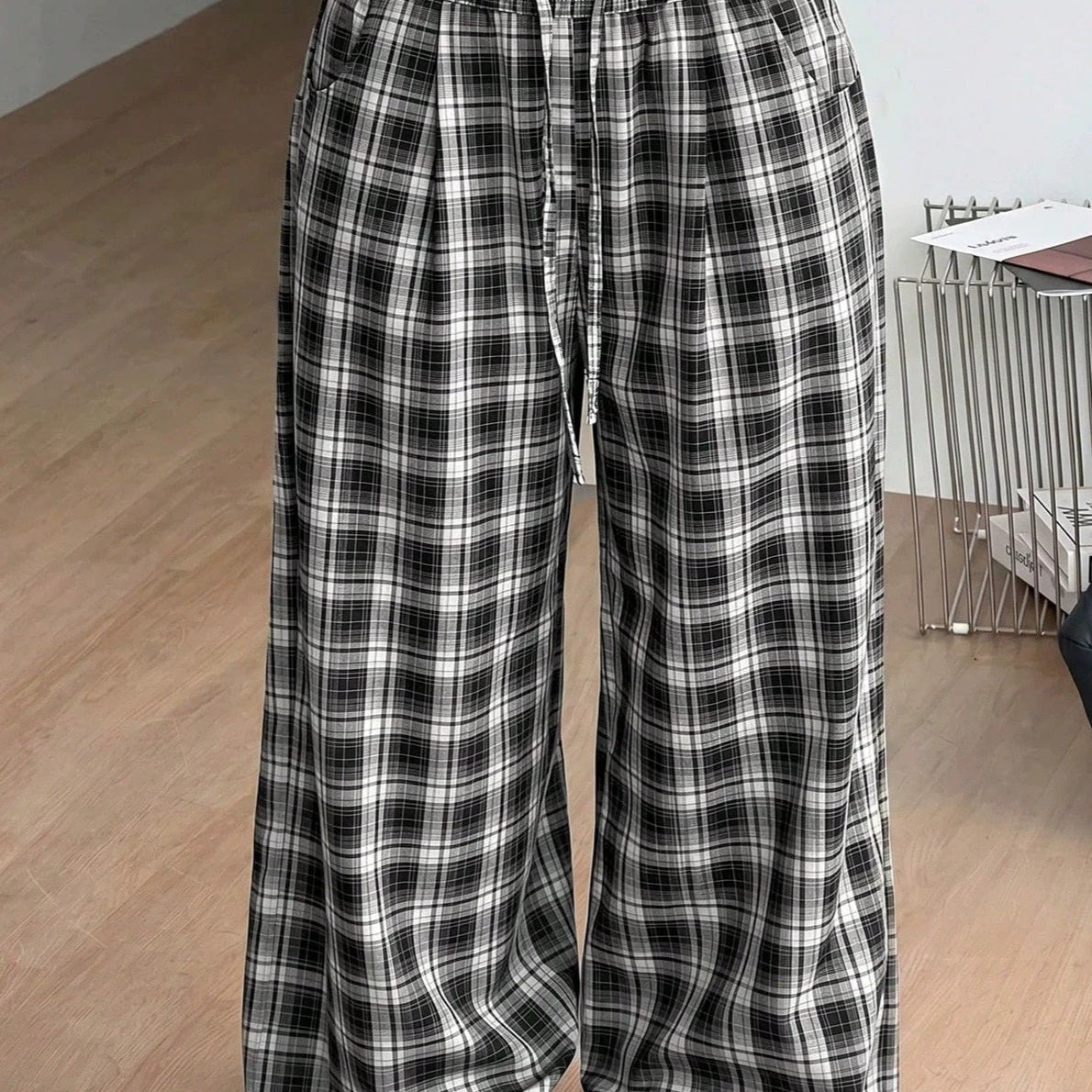 ZEYA - Jessica Plaid Wide Leg Drawstring Pants