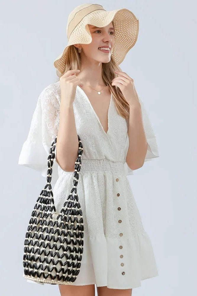 ZEYA - Jessica Woven Beaded Tote Bag
