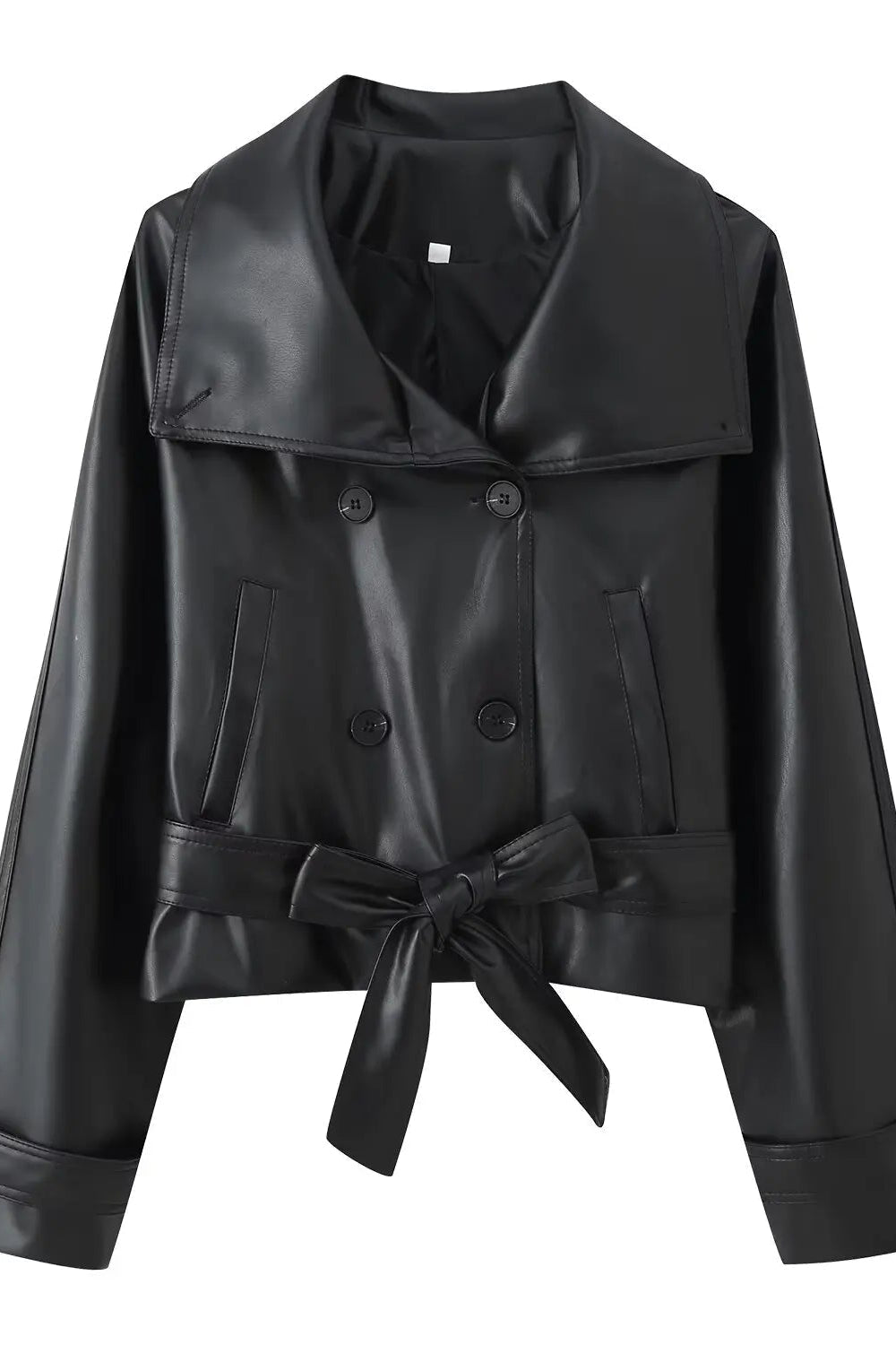 ZEYA - Julie Faux Leather Lace-Up Trench Coat