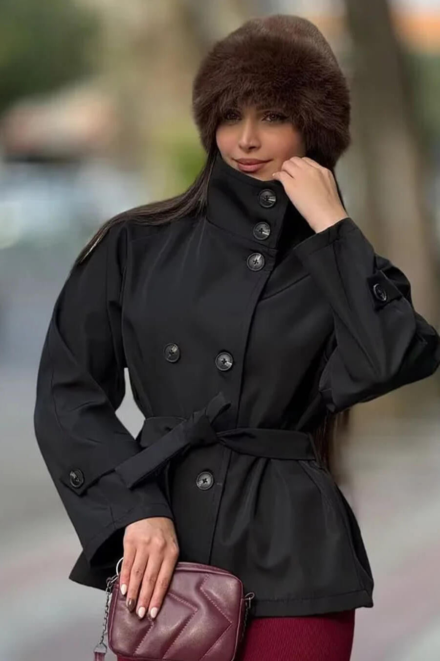 ZEYA - Kiarra Stand Collar Crop Trenchcoat