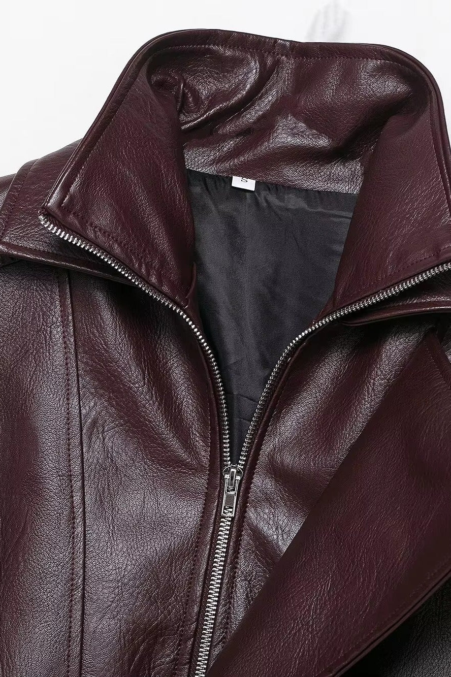 ZEYA - Kira Belted Leather Jacket