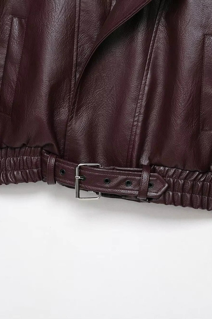 ZEYA - Kira Belted Leather Jacket