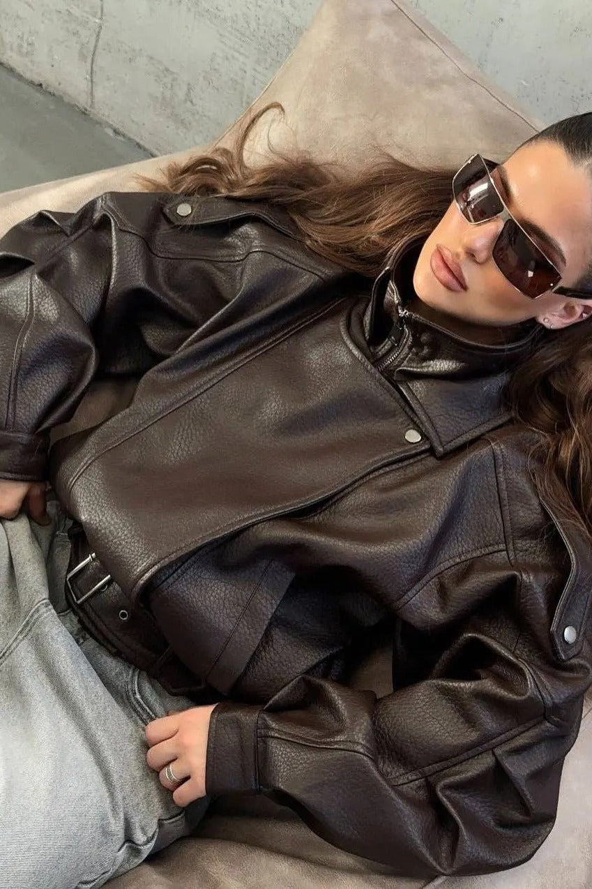 ZEYA - Kira Belted Leather Jacket