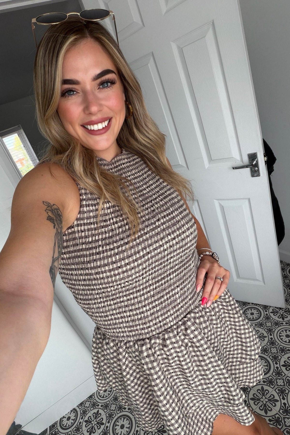 ZEYA - Linda Plaid Smocked Mini Dress
