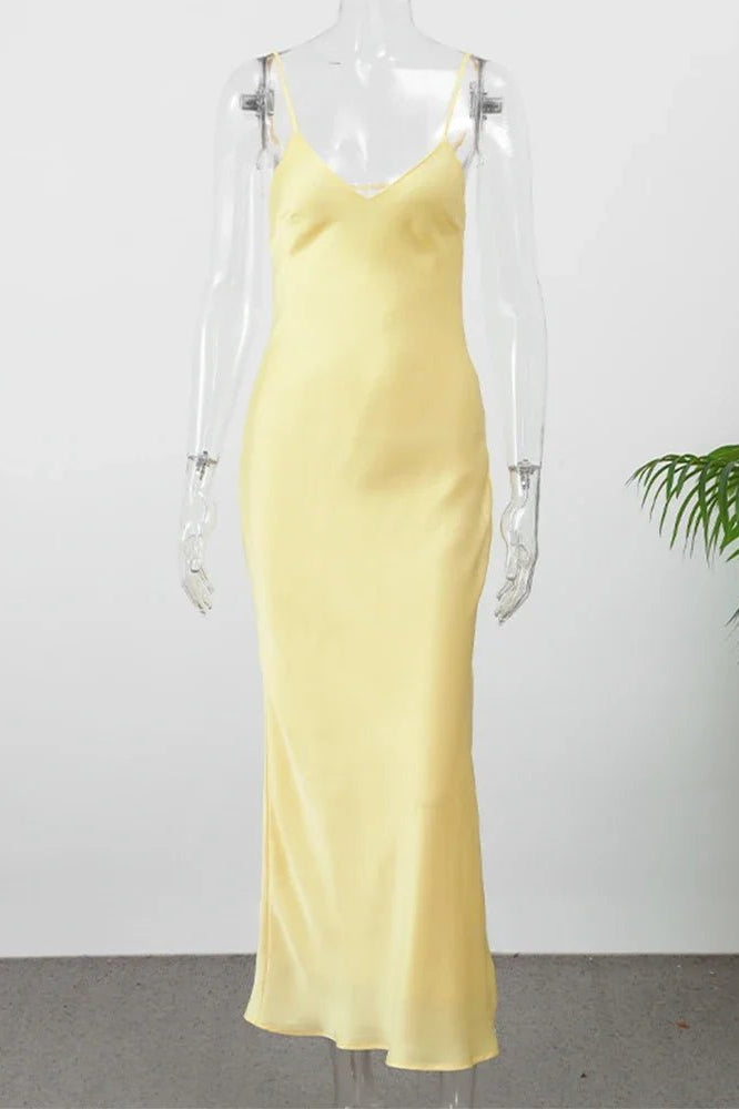 ZEYA - Liora Satin Backless Maxi Dress