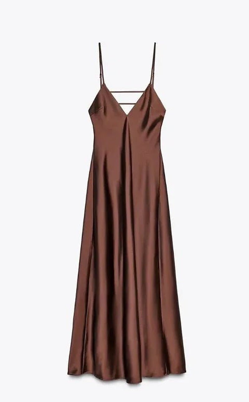 ZEYA - Liora Satin Backless Maxi Dress