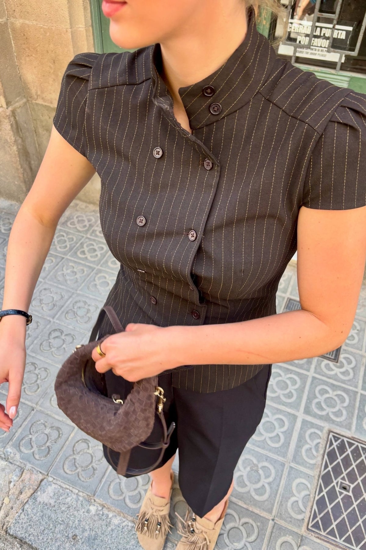 ZEYA - Lola Plaid High Neck Fitted Blouse