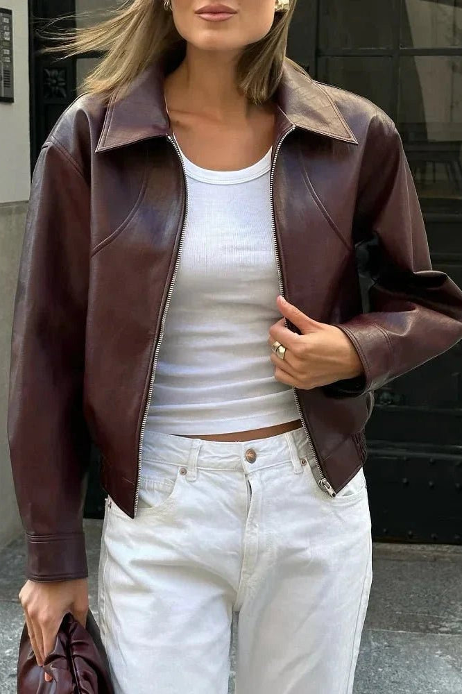 ZEYA - Luciana Leather Jacket Wine Red