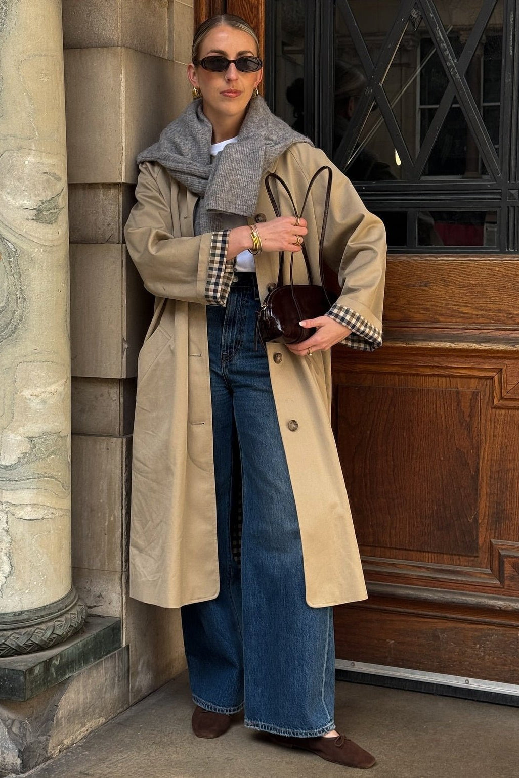 ZEYA - Lucy Check-Accent Trench Coat