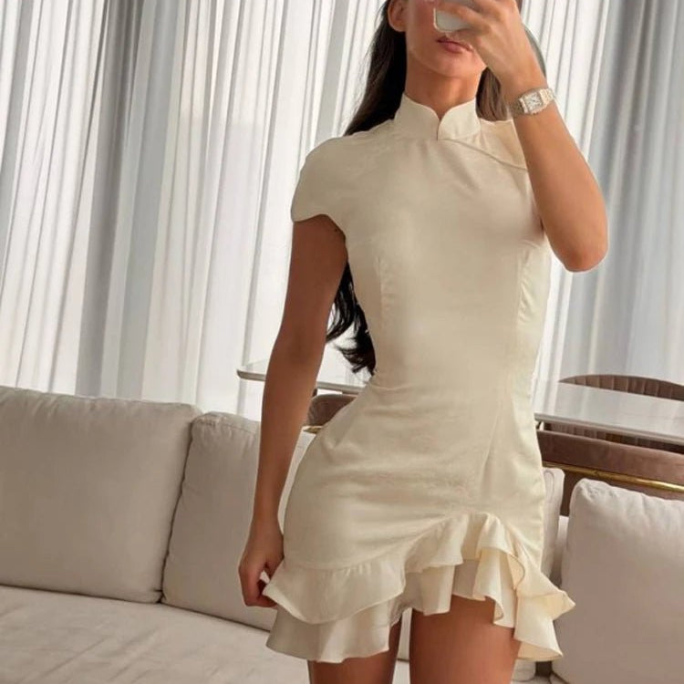 ZEYA - Mariana Satin Patchwork Lace Collar Dress