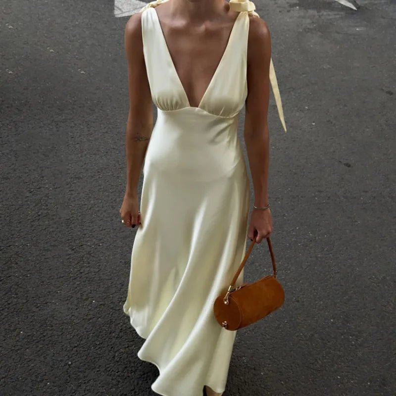 ZEYA - Melanie Satin Tie Strap Maxi Dress